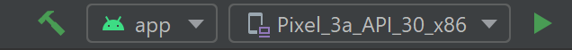 Android Studio Start Bar with Green Play Triangle Button
